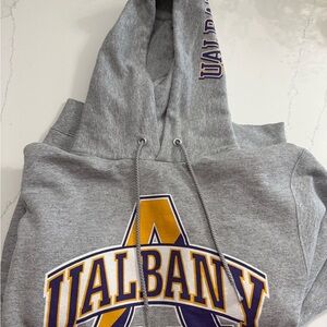 Champion Gray Hoodie with UAlbany Logo